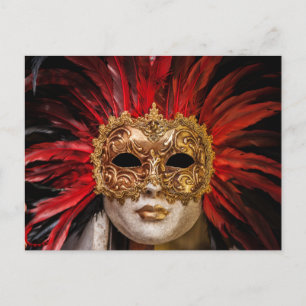 postal de la máscara de carnaval veneciana