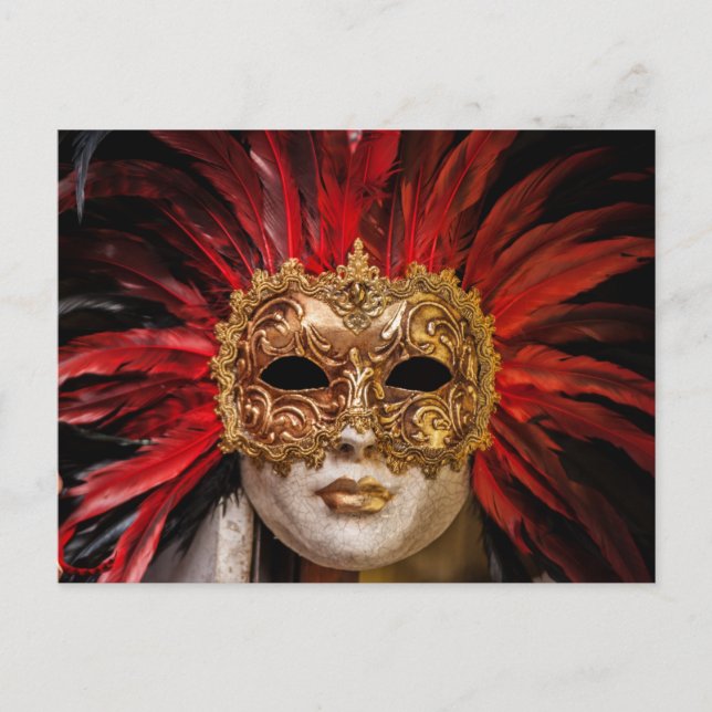 postal de la máscara de carnaval veneciana (Anverso)