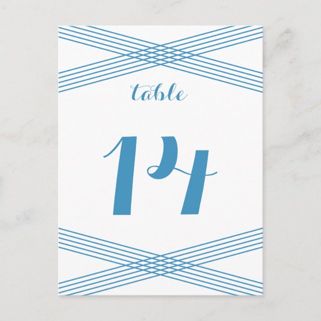 Postal de la mesa de deco azul moderno (Anverso)
