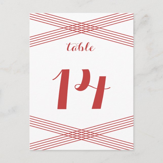 Postal de la mesa de decoración moderna y roja (Anverso)