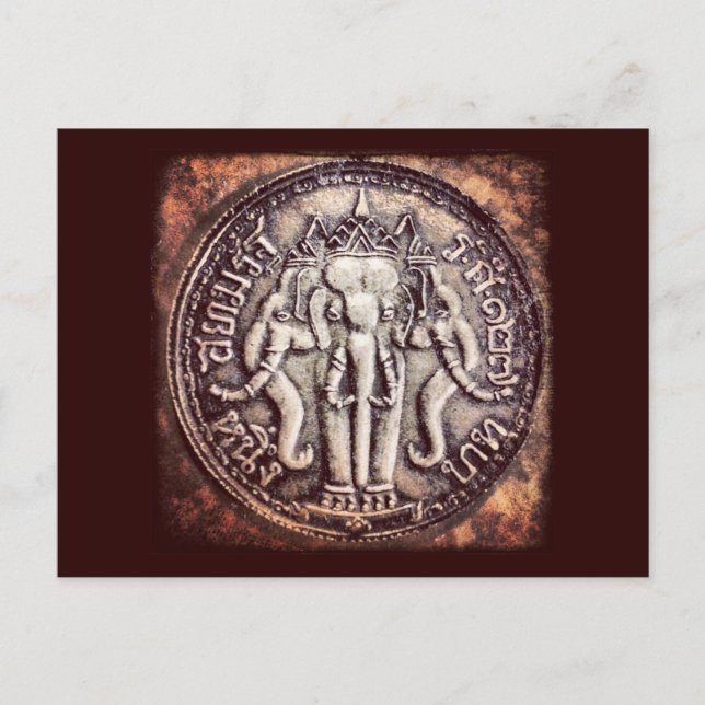 Postal de la moneda tailandesa para el elefante ba (Anverso)