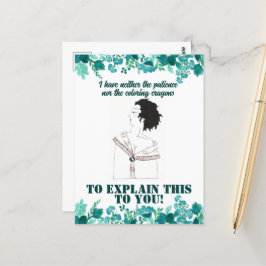 Postal de la mujer de arte de la divertida línea s