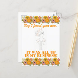 Postal de la mujer de arte de la divertida línea s