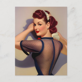 Postal de la mujer de pinzas de estilo vintage gen