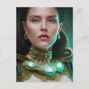 postal de la mujer de Sci-fi