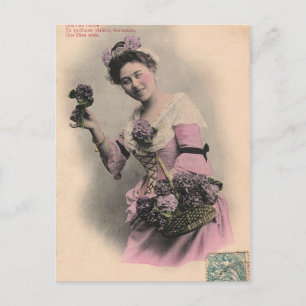postal de la mujer violeta victoriana
