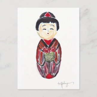 postal de la muñeca del geisha