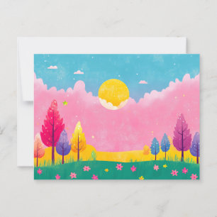 Postal de la naturaleza ilustrada de color