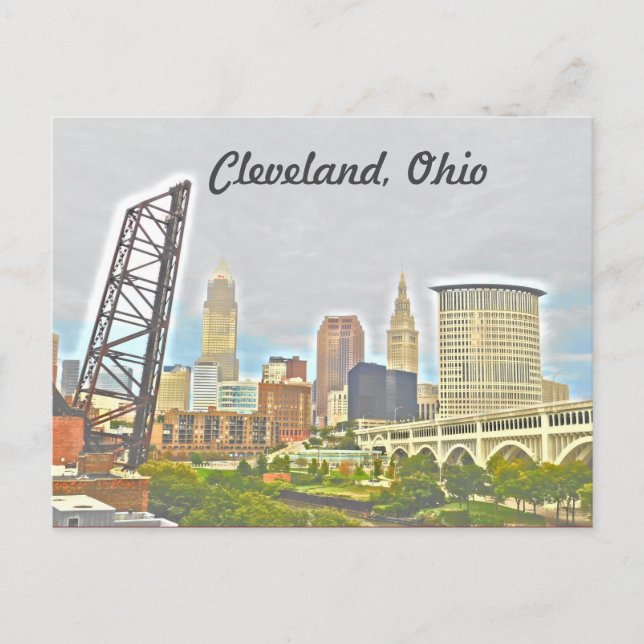 Postal de la opinión de Cleveland Ohio Cisjordania (Anverso)