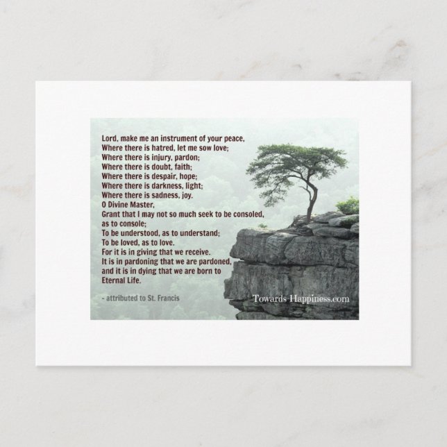 Postal de la oración de San Francisco (Anverso)