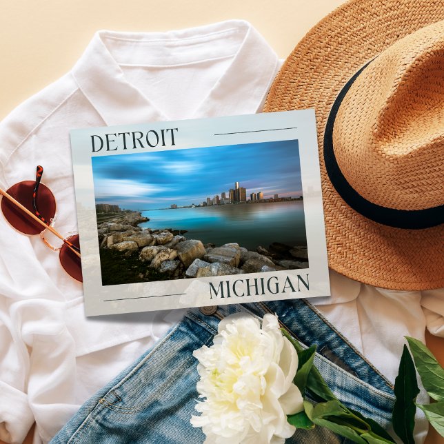 Postal de la panorámica del paseo marítimo de Detr (Scenic Detroit Postcard)