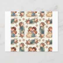 Postal de la pareja de Kawaii