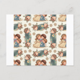 Postal de la pareja de Kawaii