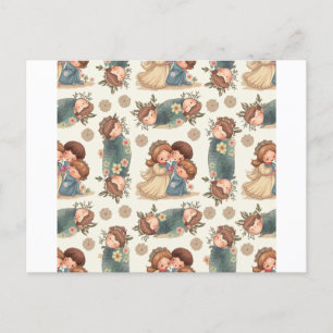 Postal de la pareja de Kawaii