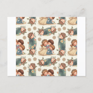 Postal de la pareja de Kawaii