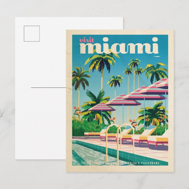 Postal de la piscina de Miami vintage