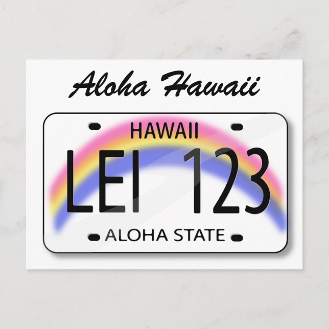postal de la placa de matrícula de Aloha Hawaii (Anverso)