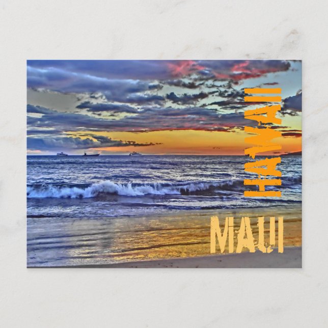 postal de la playa de Maui Hawaii (Anverso)