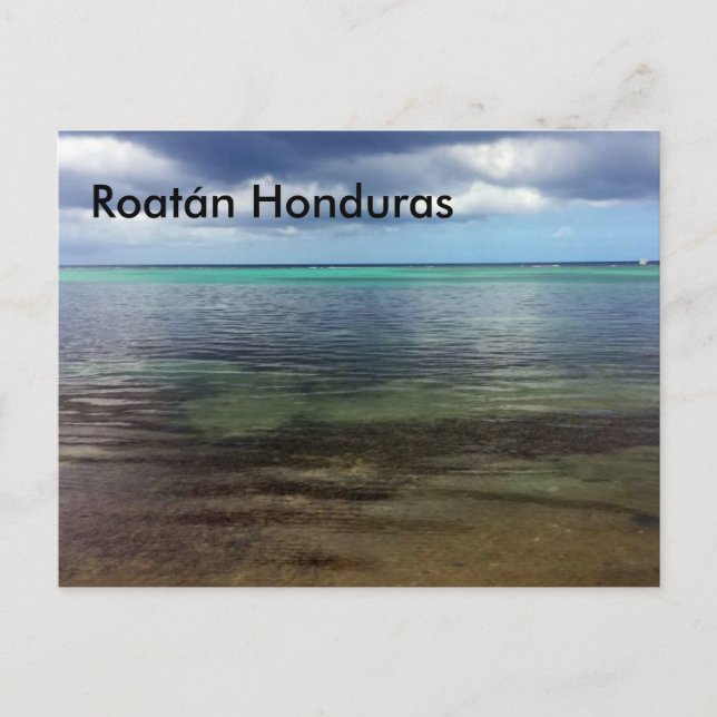 Postal de la playa de Roatán Honduras (Anverso)