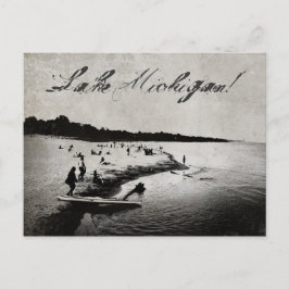 Postal de la playa del lago Michigan inspirado en 