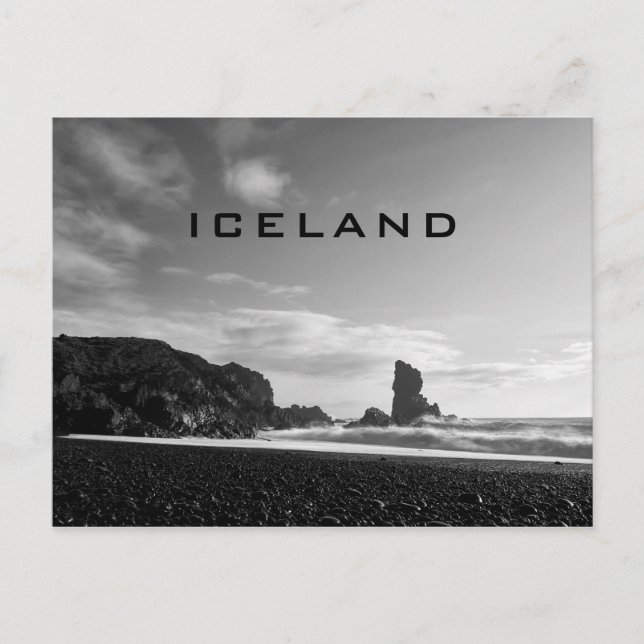 postal de la playa negra de Islandia (Anverso)