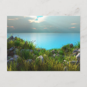 Postal de la playa rocosa