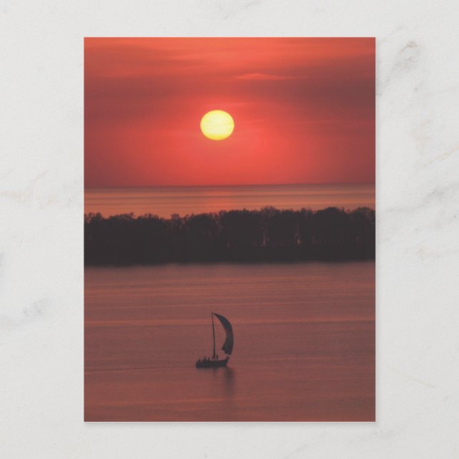 Postal de la puesta de sol en Presque Isle (Anverso)