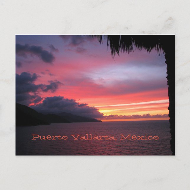 postal de la puesta de sol en Puerto Vallarta, Méx (Anverso)