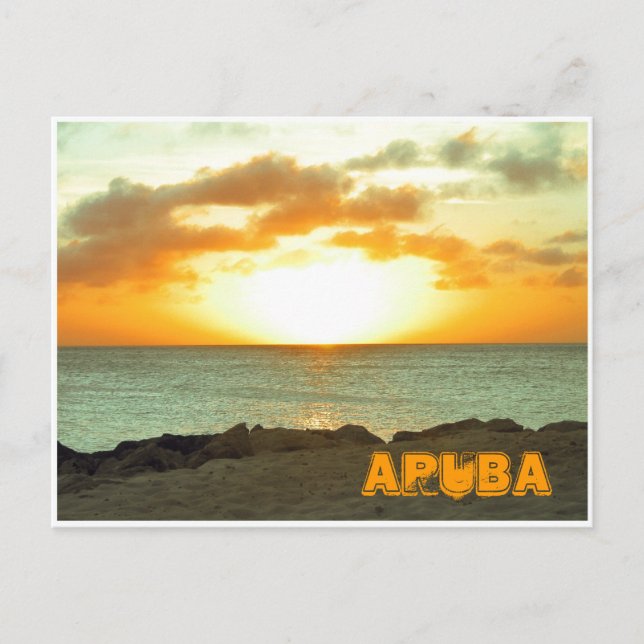 Postal de la puesta del sol de Aruba (Anverso)