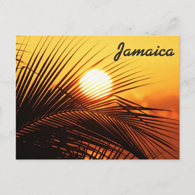Postal de la puesta del sol de Jamaica (Anverso)