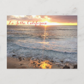 Postal de la puesta del sol de la playa de La