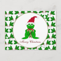 Postal de la rana de las Felices Navidad