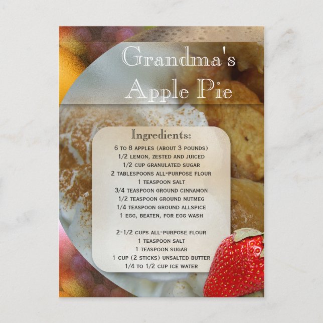Postal de la receta de Apple Pie o postre (Anverso)