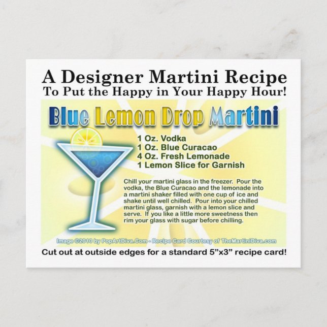Postal de la receta de Blue Lemon Drop Martini (Anverso)