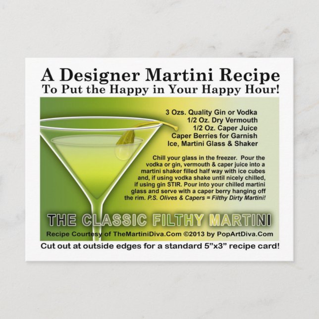 Postal de la receta de Caper Berry Filthy Martini (Anverso)