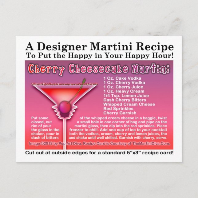 Postal de la receta de Martini Cheesecake para cer (Anverso)