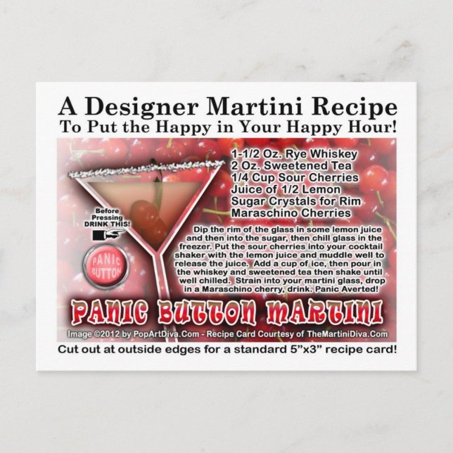 Postal de la receta de Martini con botón de pánico (Anverso)