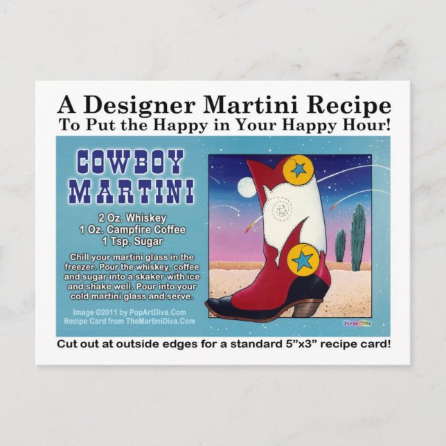 Postal de la receta de Martini Cowboy (Anverso)