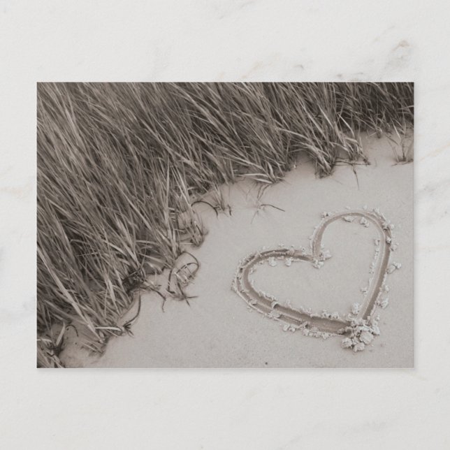 Postal de la sepia del corazón de la playa (Anverso)