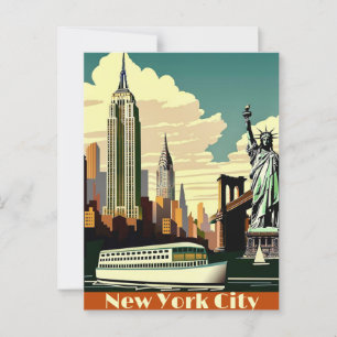 Postal de la silueta de la ciudad de Nueva York