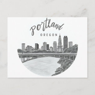 Postal de la silueta de Portland Oregón