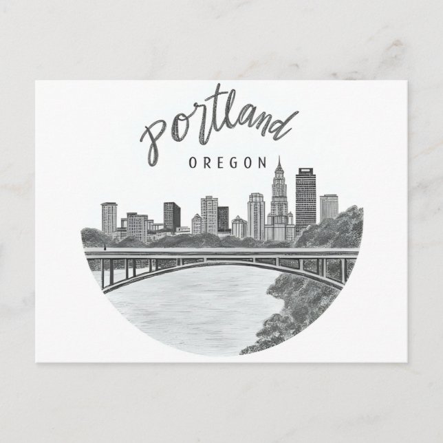 Postal de la silueta de Portland Oregón (Anverso)