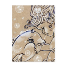 Postal de la sirena de delfines de los amigos suba