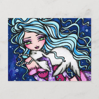 Postal de la sirena de la sirena de copo de nieve