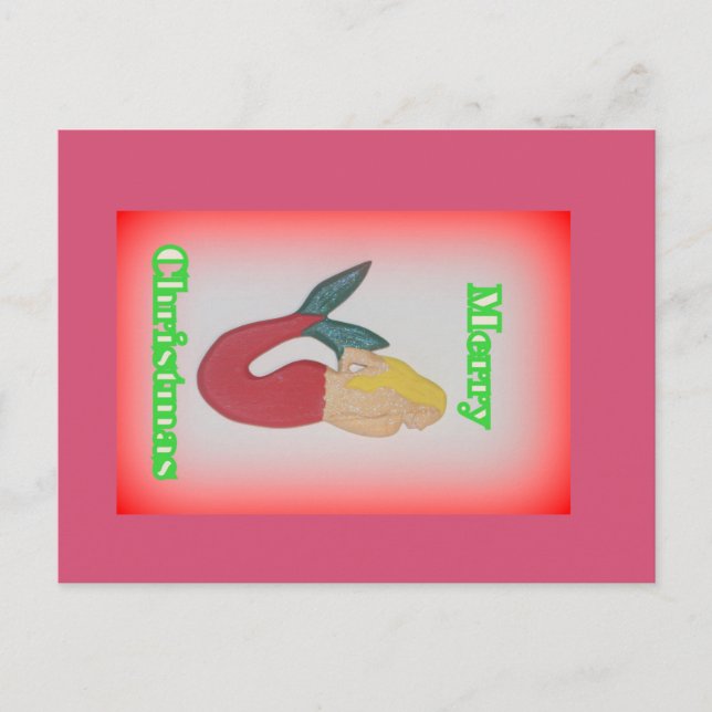 postal de la sirena rubia alegre navidad (Anverso)