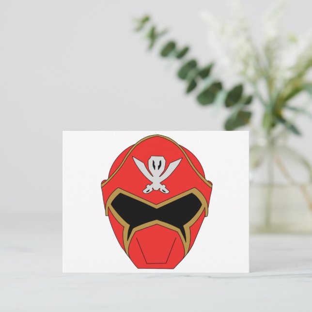Postal de la Super Mega Gokai Casco Rojo (Anverso de pie)