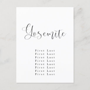 Postal de la tabla de asientos yosemitas