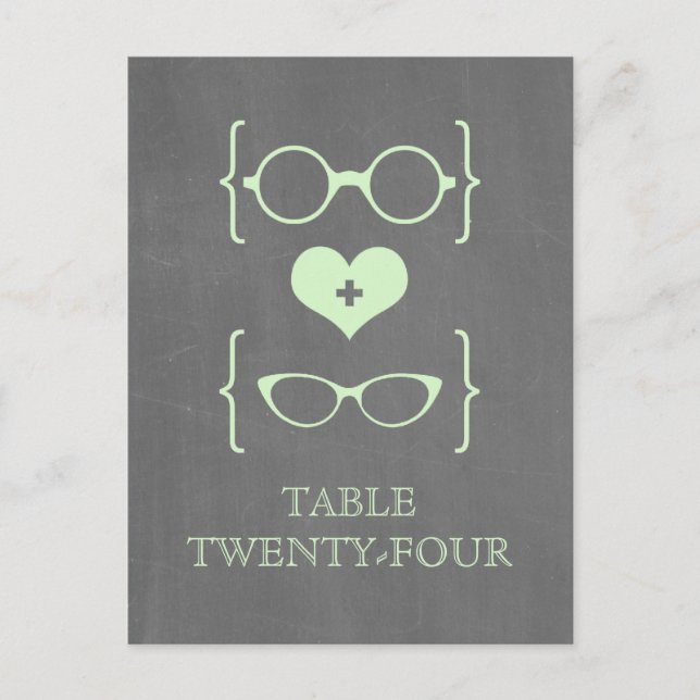Postal de la tabla de crokboard Green Geeky Glasse (Anverso)