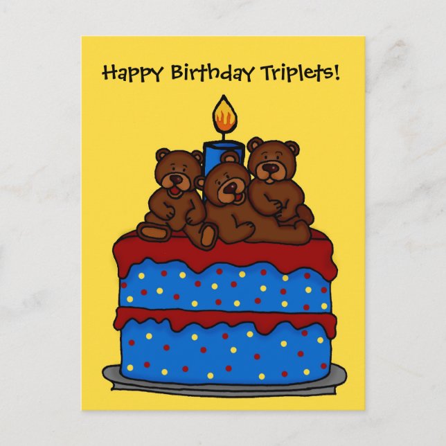 postal de la tarta de cumpleaños de los osos trill (Anverso)