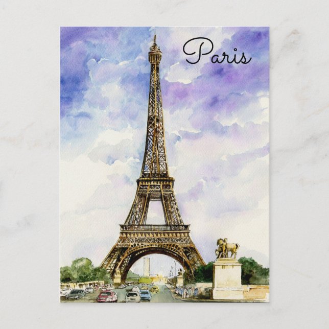 postal de la Torre Eiffel de París (Anverso)
